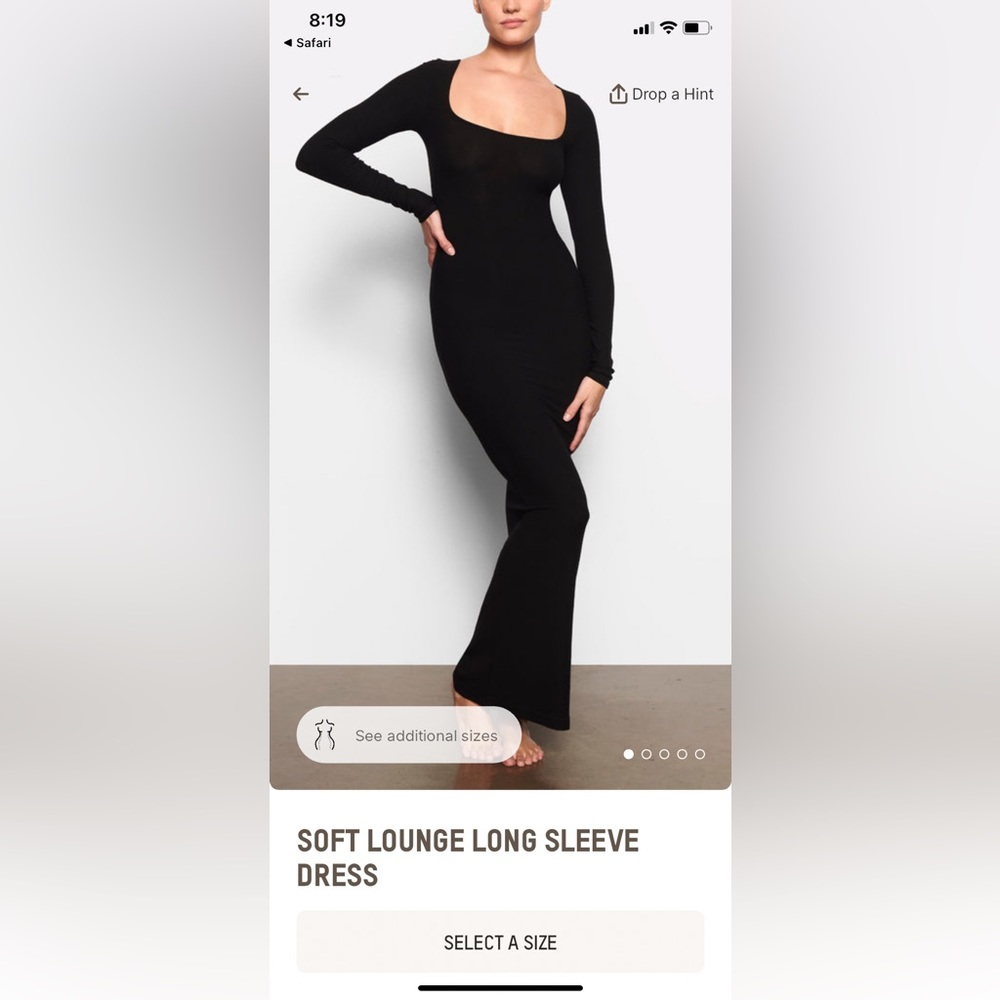 Skims long sleeve soft lounge dress 4x in Onyx worn twice! Perfect condition!